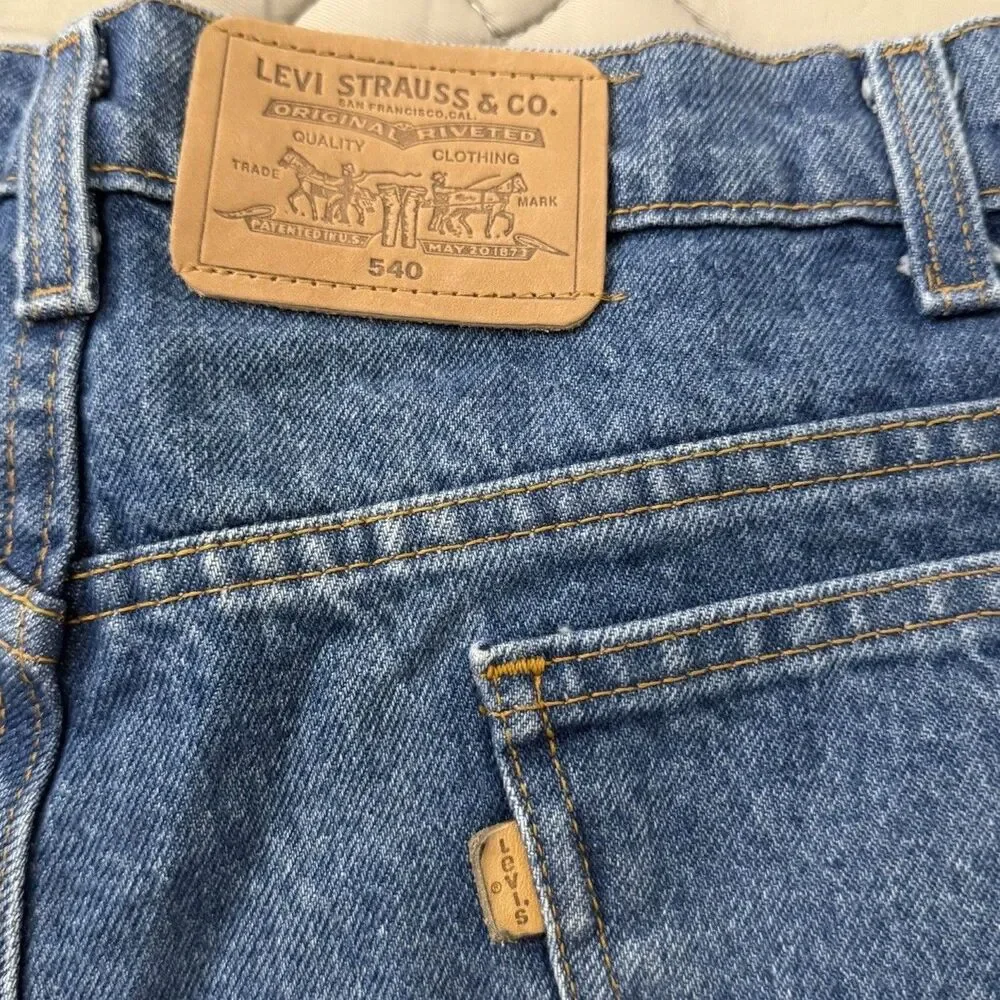 Vintage Levi's 540 Jeans Mens 42x36 Brown Tab Straight Leg Blue Denim USA 80s